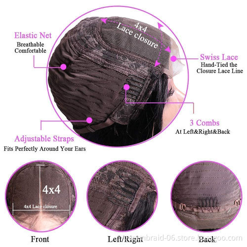 Body Wave Lace Closure Human Hair Wigs Brazilian Lace Front Wigs Human Hair Density Pre Plucked with Baby Hair Bleached Knots